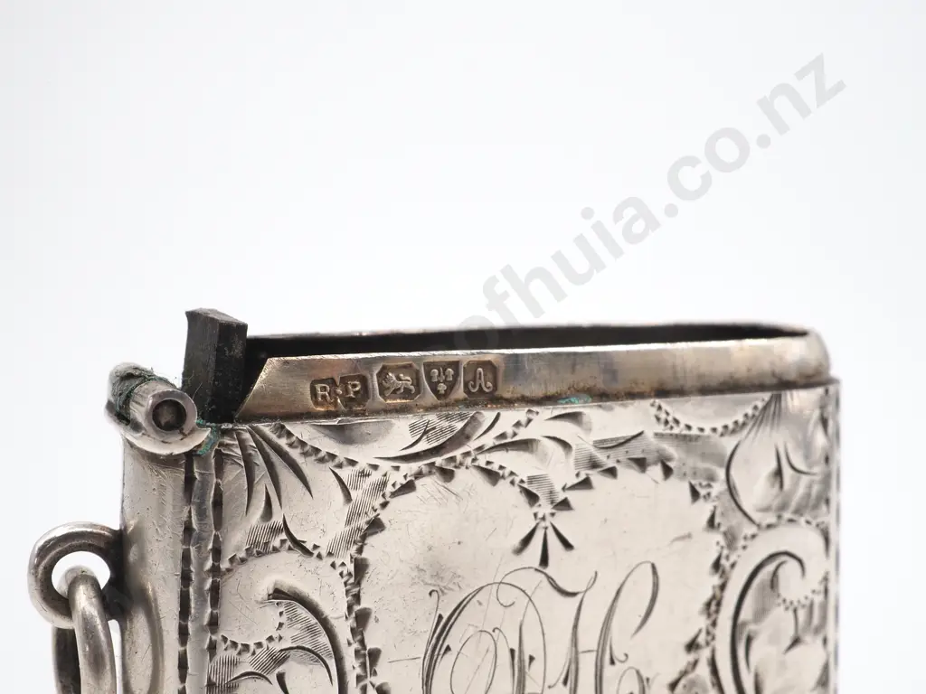 Large Engraved Sterling Silver Vesta Case A/F Image 1++