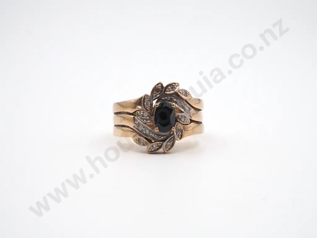 Vintage 9ct Gold Sapphire & Diamond Ring A/F Image 1++