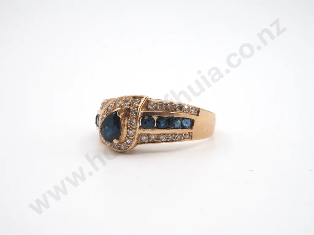 Vintage 14ct Gold Sapphire & Diamond Ring Image 1++