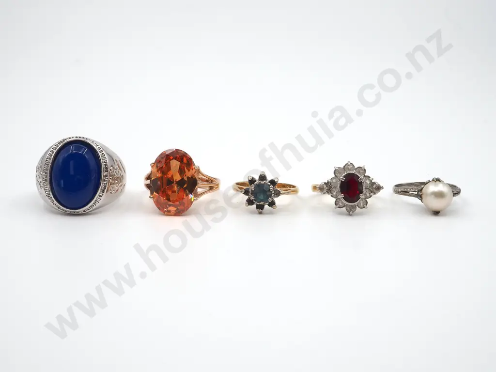 Bag Containing Five Costume Rings  Image 1++