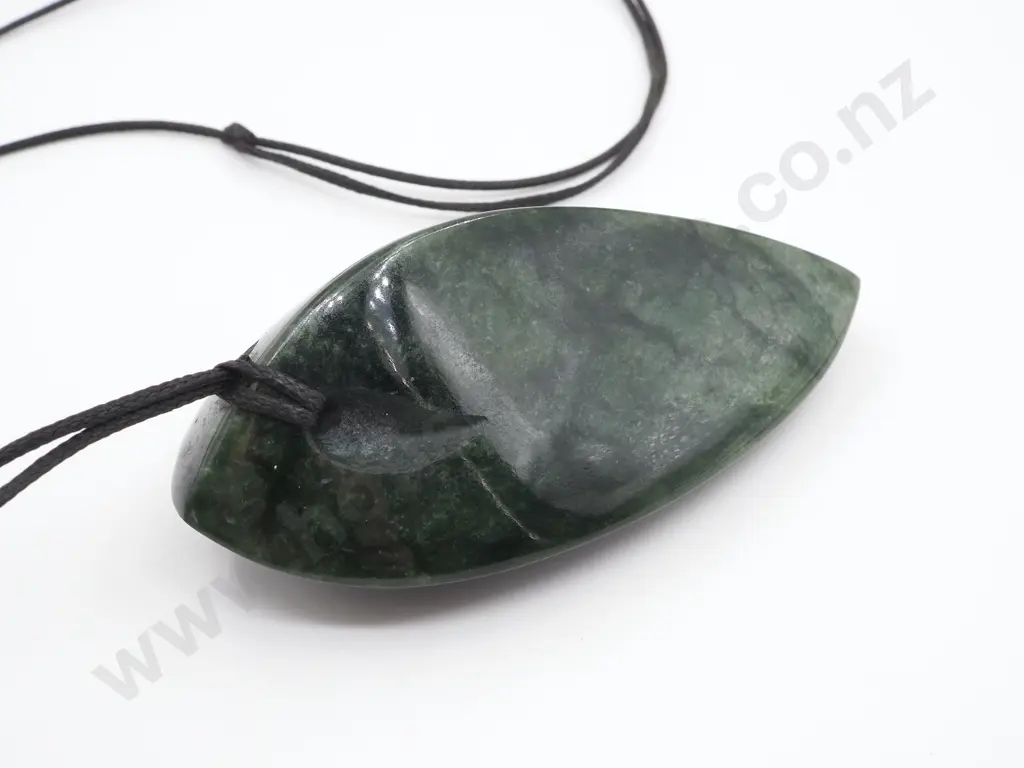 Substantial Greenstone Pendant w Cord Image 1++