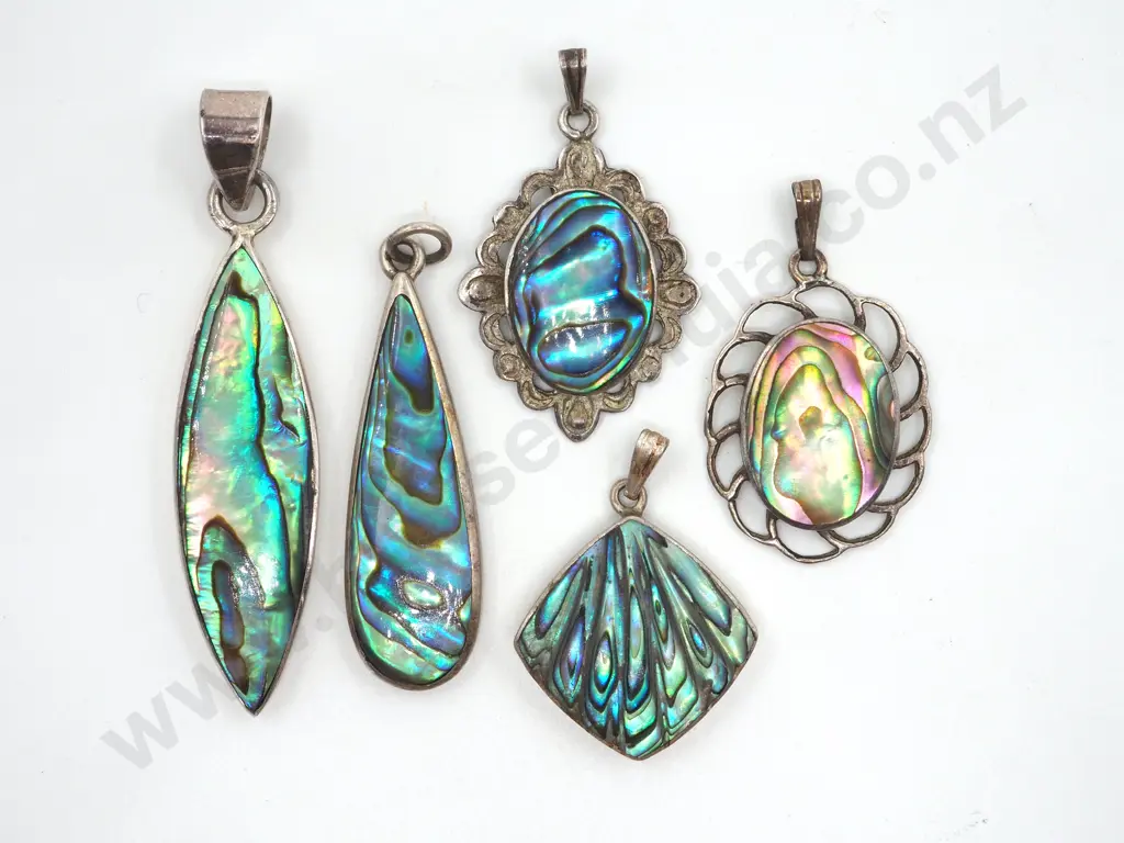 Five  Paua Shell Pendants  Image 1++