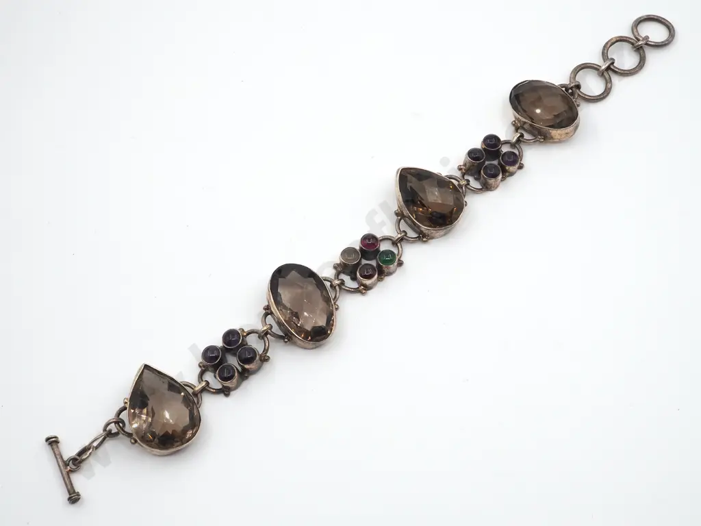 Substantial Large Gem Sterling Silver Bracelet Image 1++