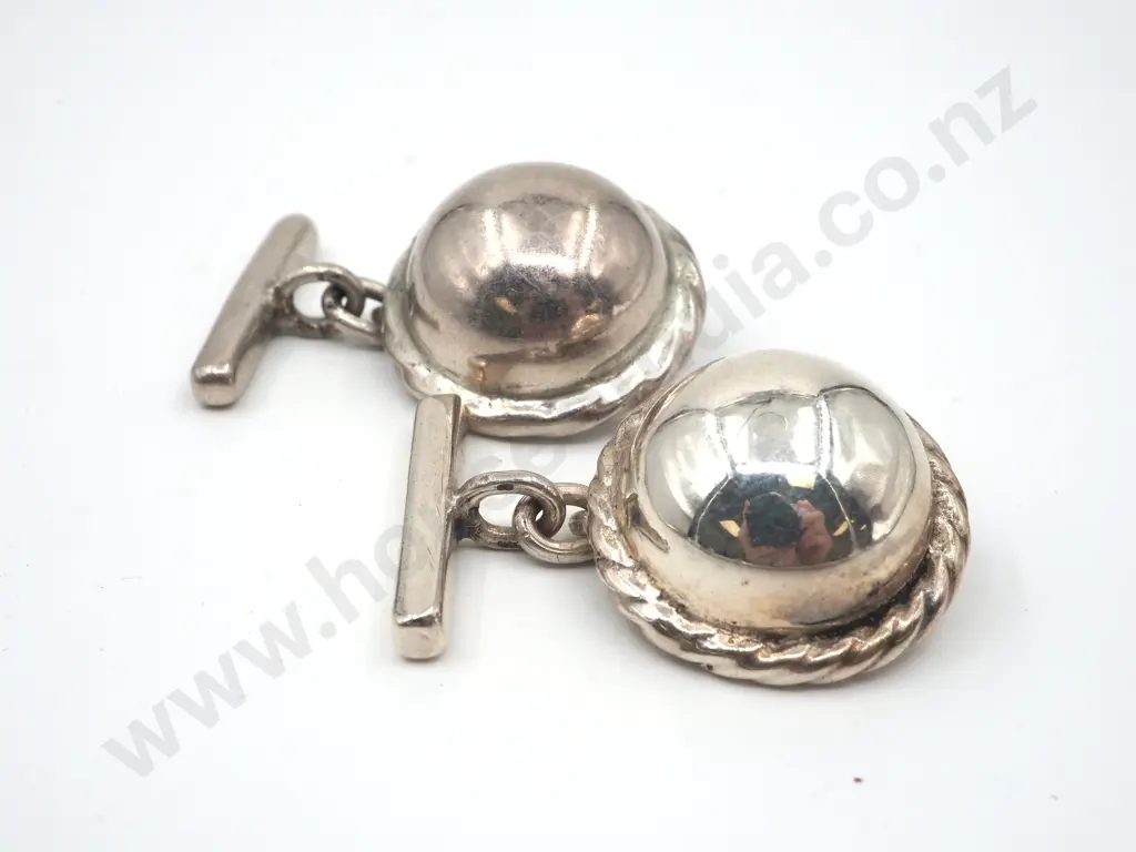 Sterling Silver Cufflinks w Decorative Edge Image 1++