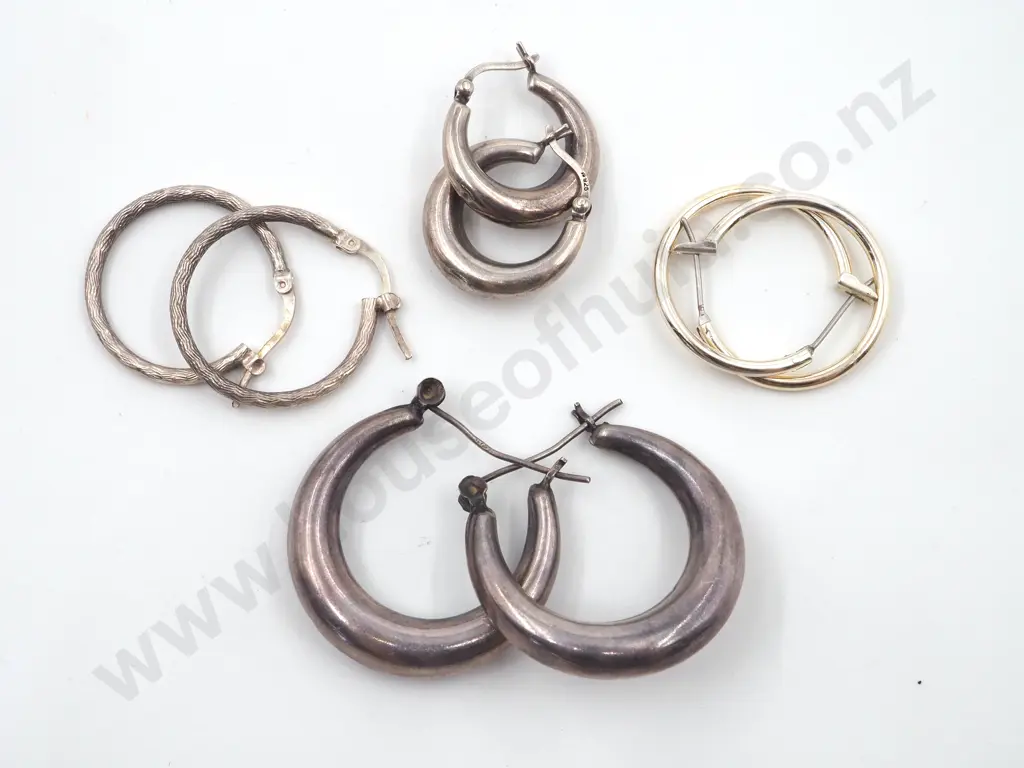 Four Sterling Silver Hoop Earrings Image 1++