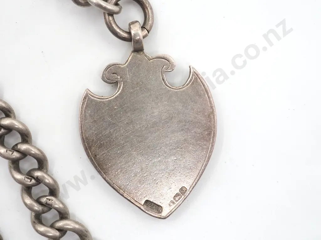 Sterling Silver Watchhain with T Bar & Medallion Image 1++