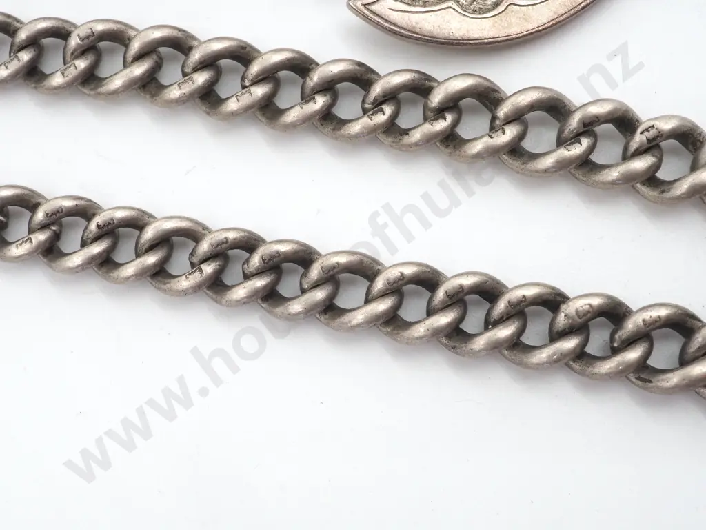 Sterling Silver Watchhain with T Bar & Medallion Image 1++