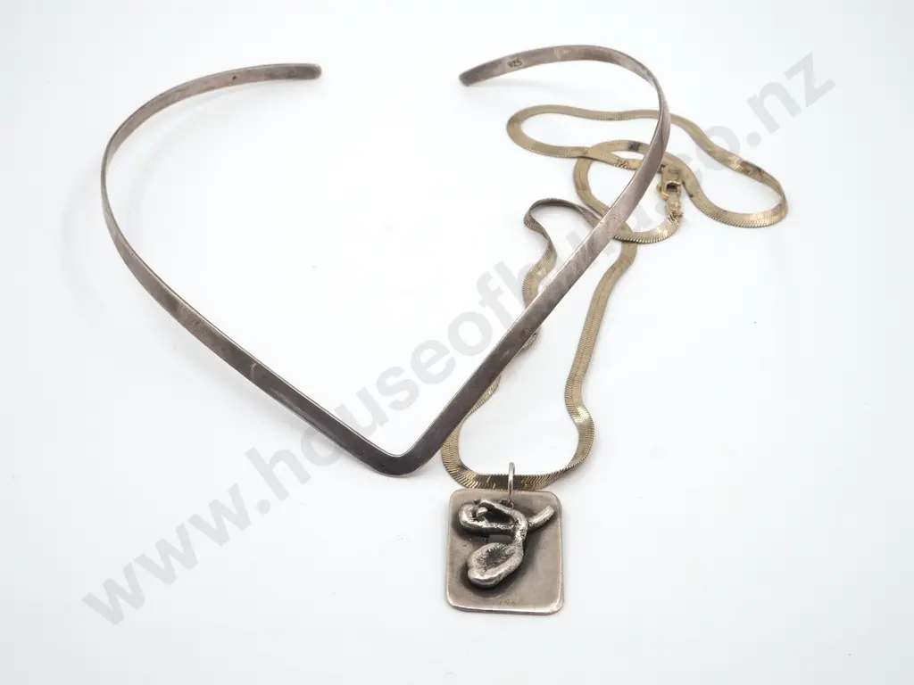 Sterling Silver Collar & Sterling Silver Necklace Image 1++