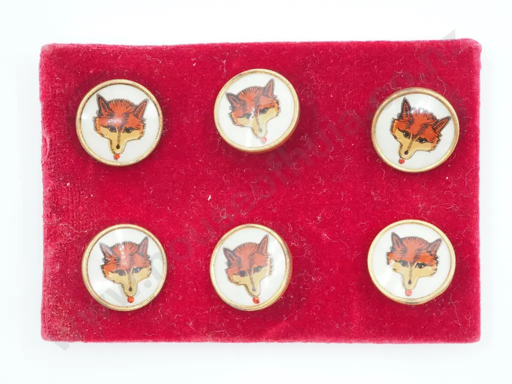 Set of Six Gentleman's Buttons with Fox Head Decoration Image 1++