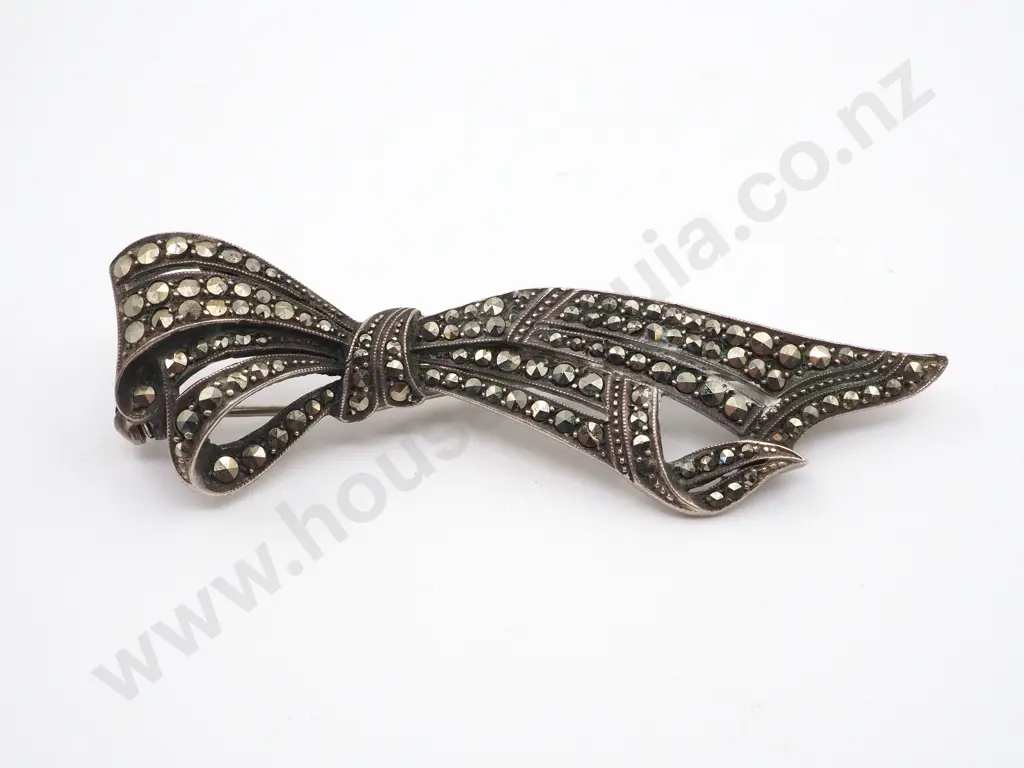 Sterling Silver Marcasite Brooch Image 1++