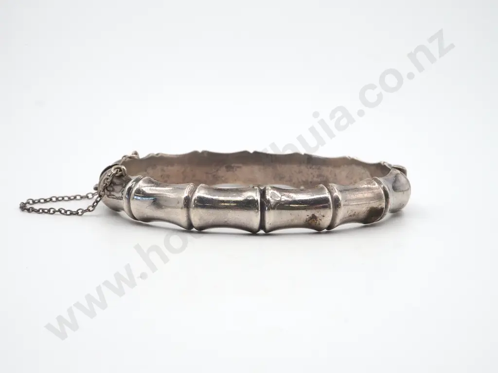Sterling Silver Hinged Bamboo Bangle Image 1++