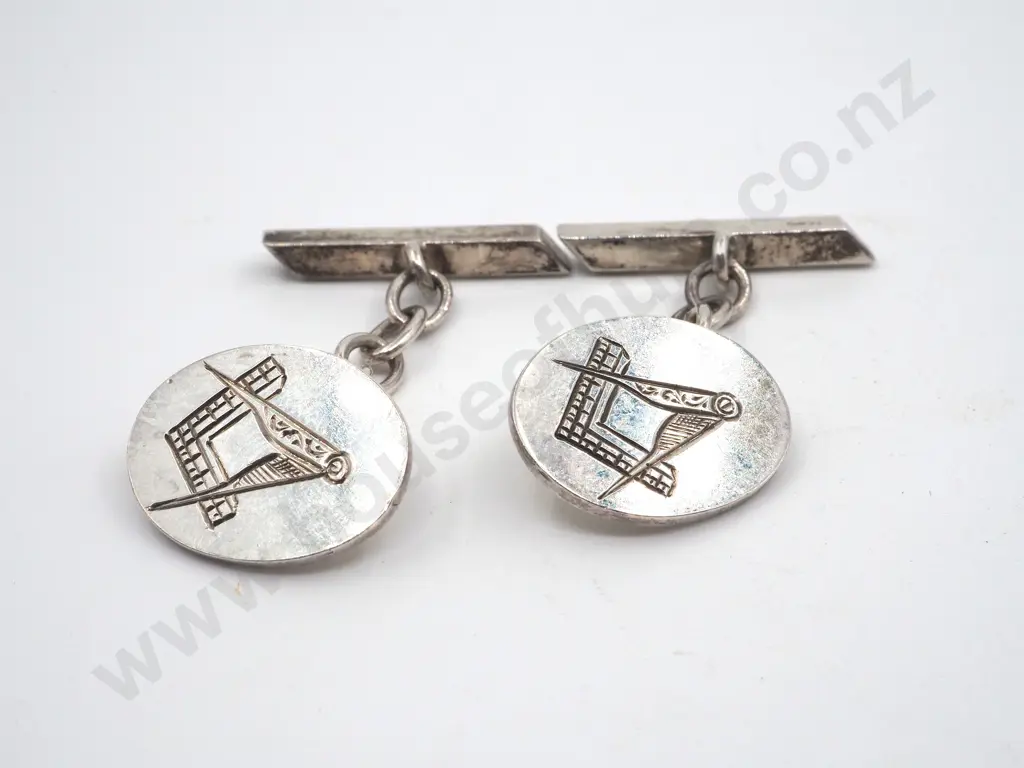 Pair of Sterling Silver Masonic Cufflinks  Image 1++