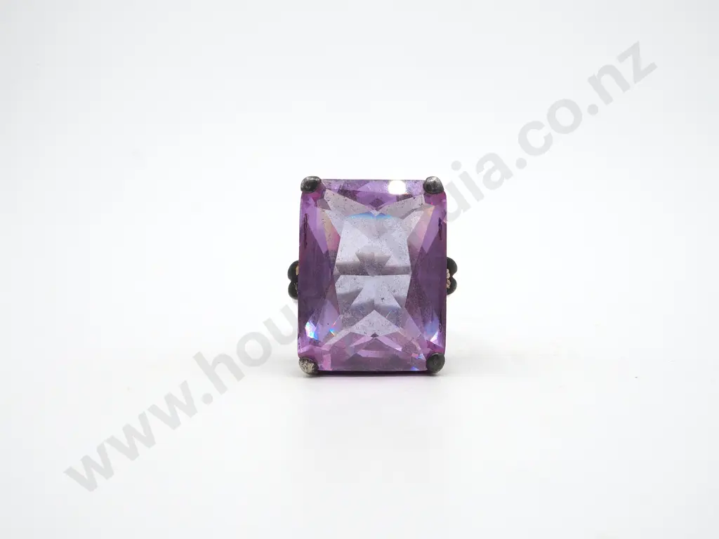 Massiver Sterling Silver Purple Gem Ring Image 1++