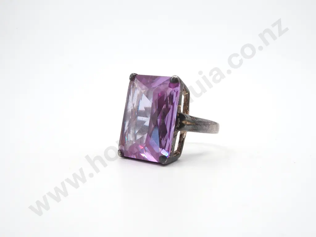 Massiver Sterling Silver Purple Gem Ring Image 1++