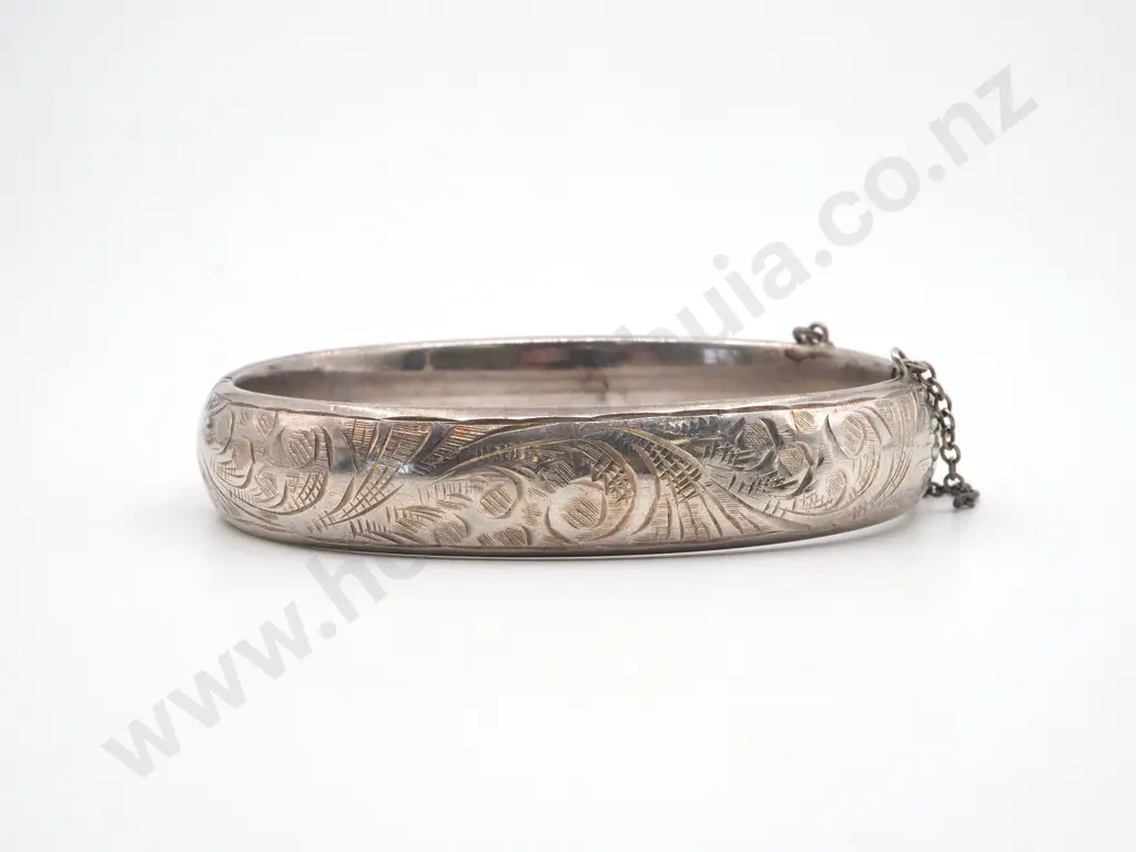 Sterling Silver Engraved Hinged Bracelet Image 1++