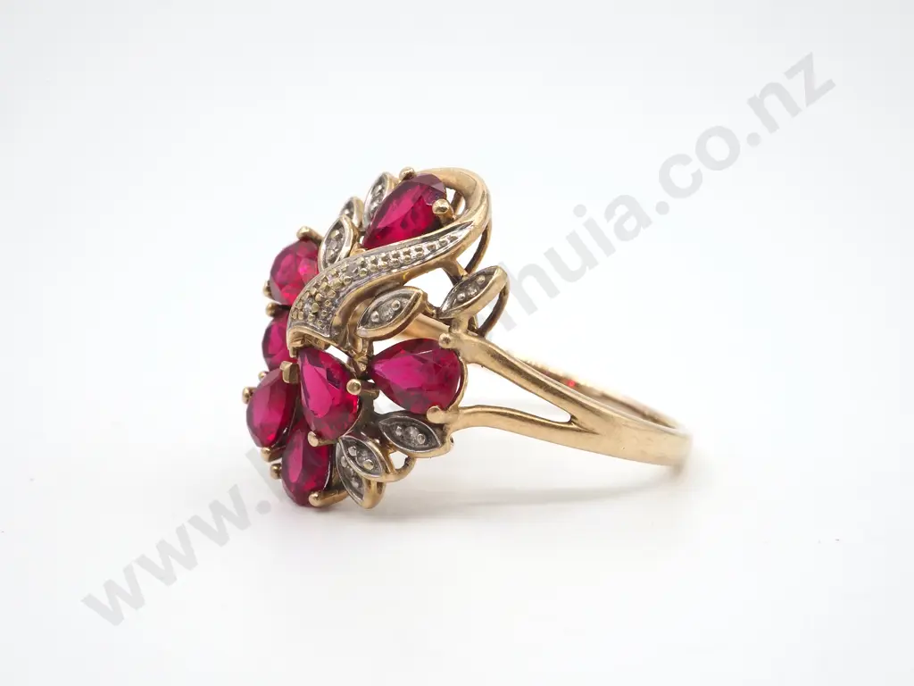 9ct Gold & Synthetic Ruby Ring  Image 1++
