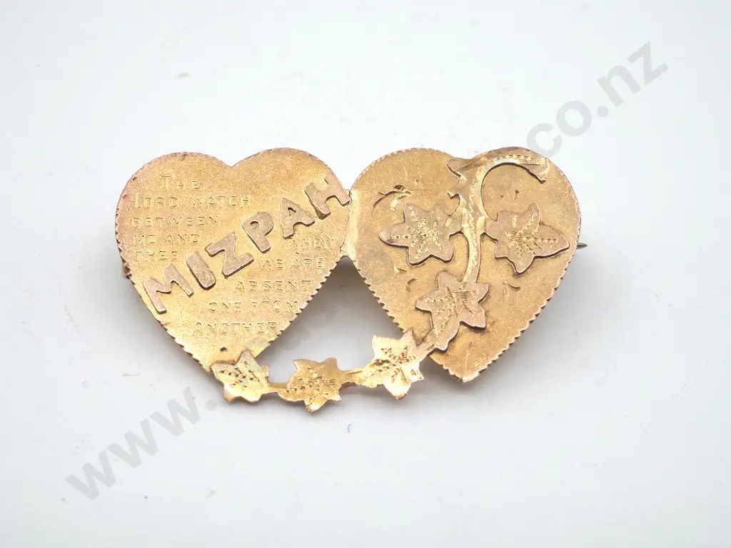 Antique 9ct Gold Mizpah Brooch Image 1++