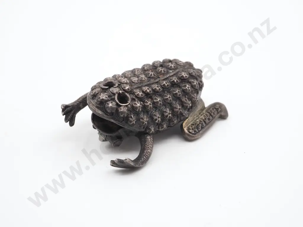 Antique Sterling Silver Frog Brooch Image 1++