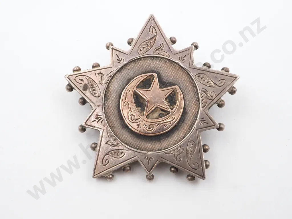 Antique Hallmarked Sterling Silver 9ct Gold Turkish Brooch Image 1++