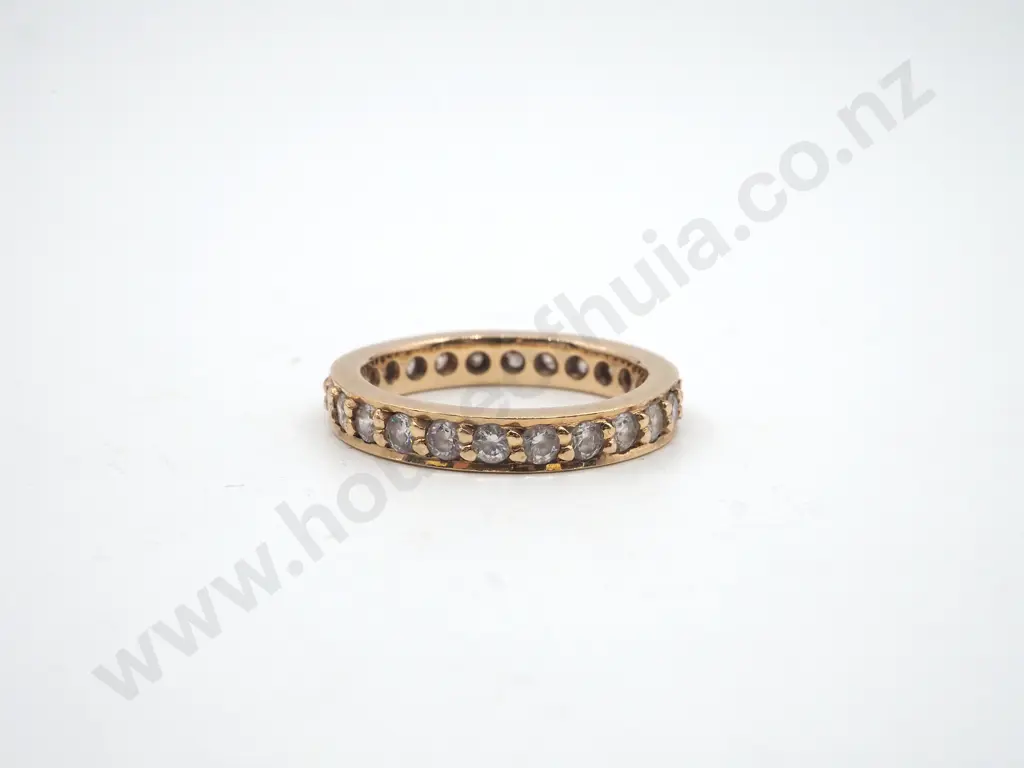 9ct Gold Eternity Ring Set w Numerous Cubic Zirconias Image 1++