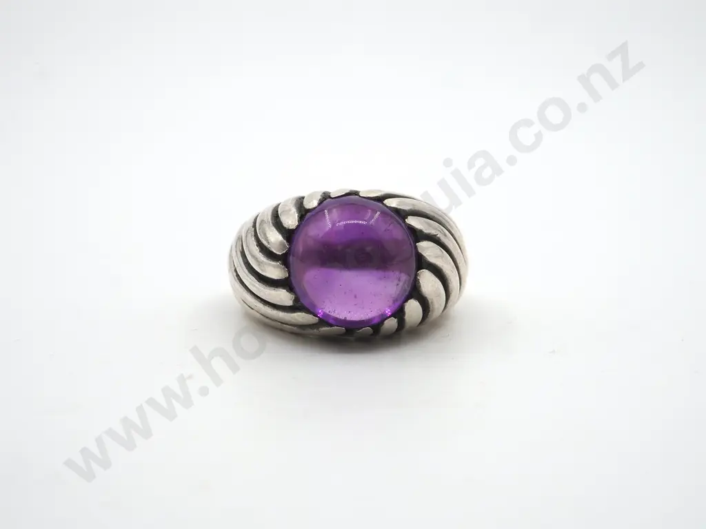 Gents Sterling Silver & Amethyst Ring  Image 1++