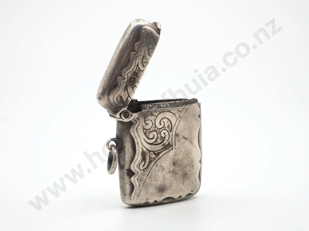 Sterling Silver Vesta Box with Engraved Decoration  Image 1++