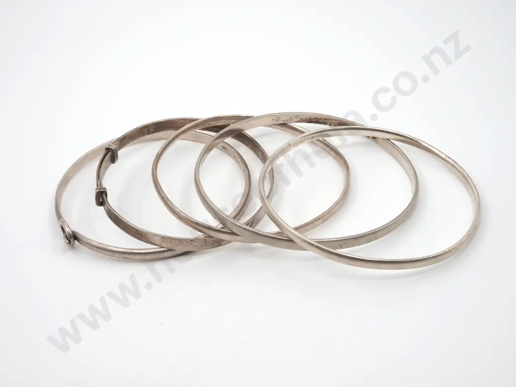 Five Sterling Silver Bangles  Image 1++