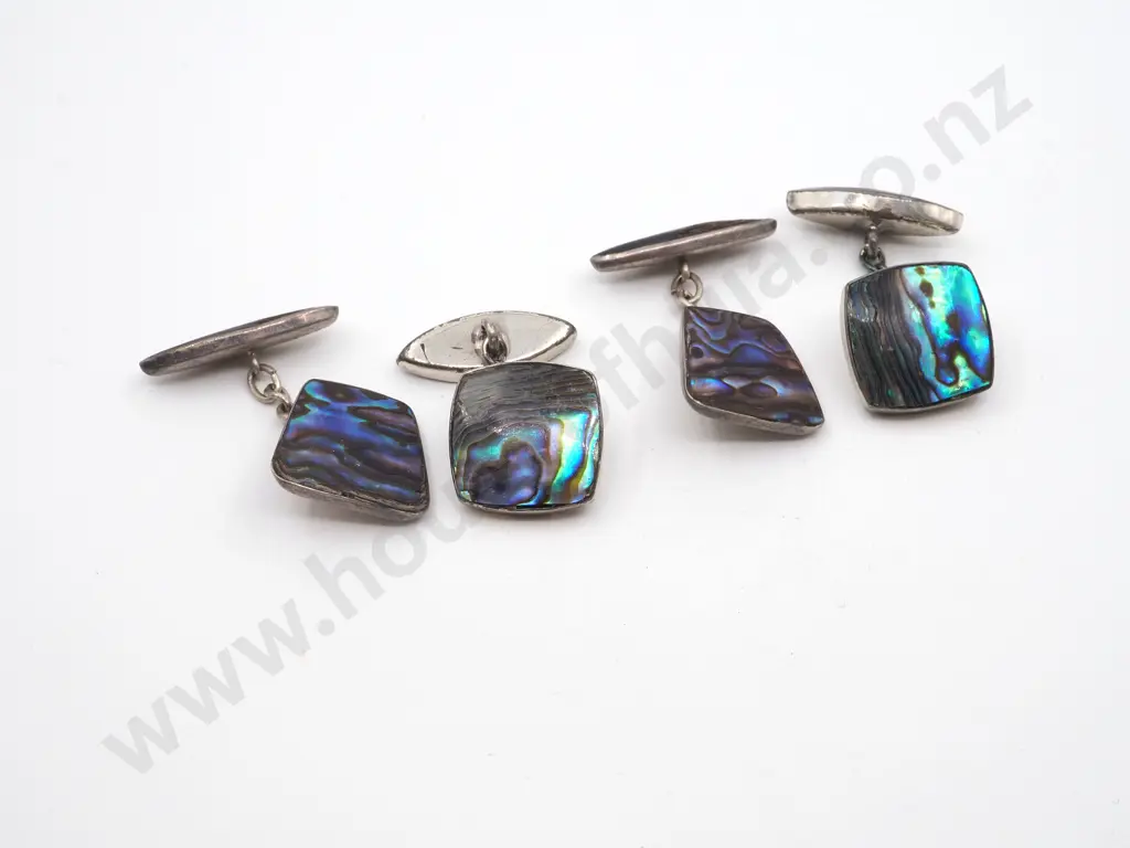 Two Pairs of Sterling Silver & Paua Shell Cufflinks  Image 1++