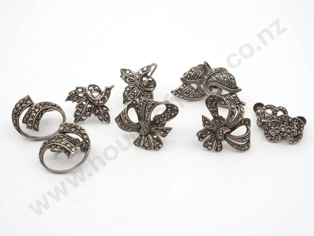 Five Pairs. of Marcasite Earrings  Image 1++