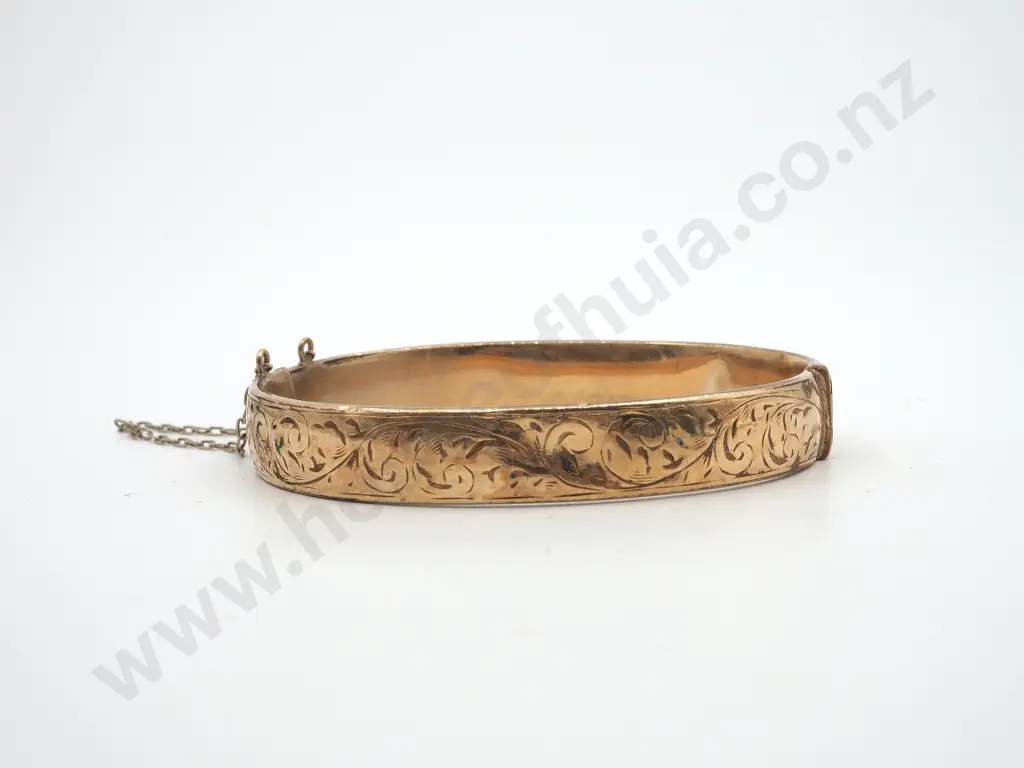 Sterling Silver & Gold Plated Snap Bangle with Engraving Image 1++