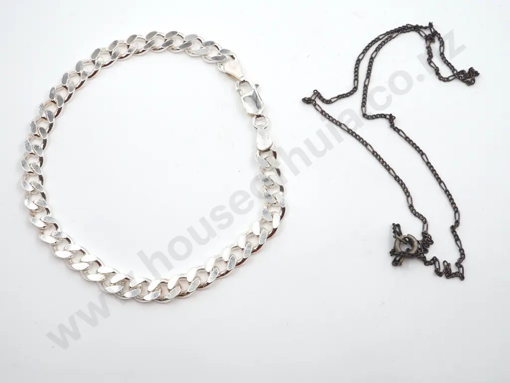 Sterling Silver Flat Curb Link Bracelet Image 1++