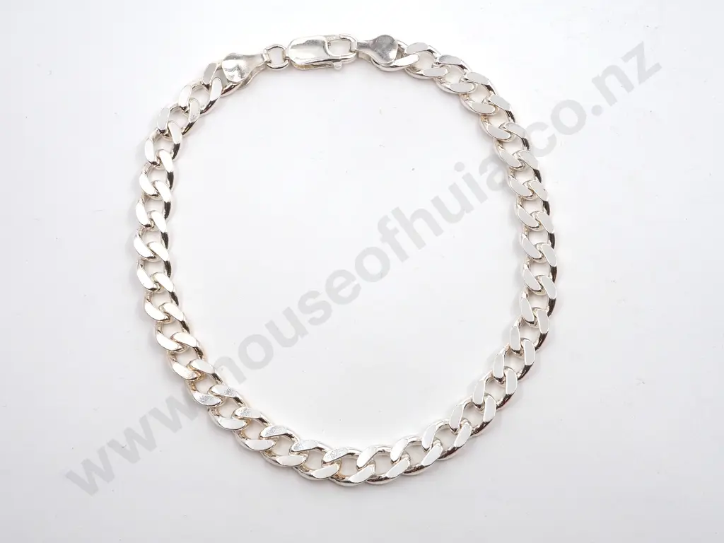 Sterling Silver Flat Curb Link Bracelet Image 1++