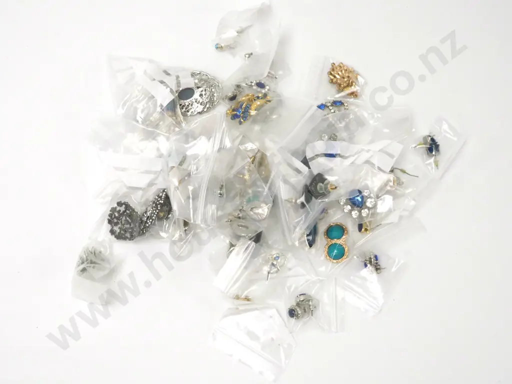 Bag of Costume Jewellery Containlng Mostly Earrings in Various Shades of Blue Image 1++