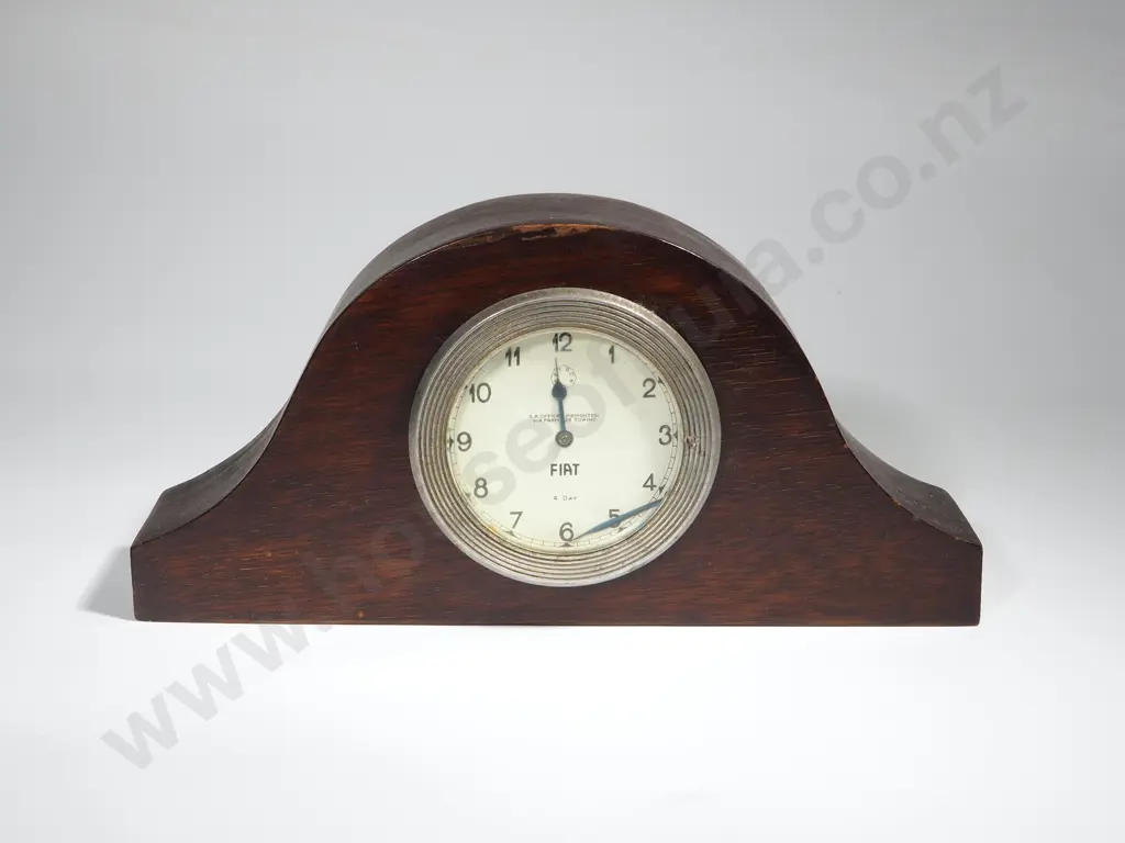 Art Deco Napoleon Hat Style Wooden Mantel Clock with FIAT (Car Company) Clock A/F Image 1++