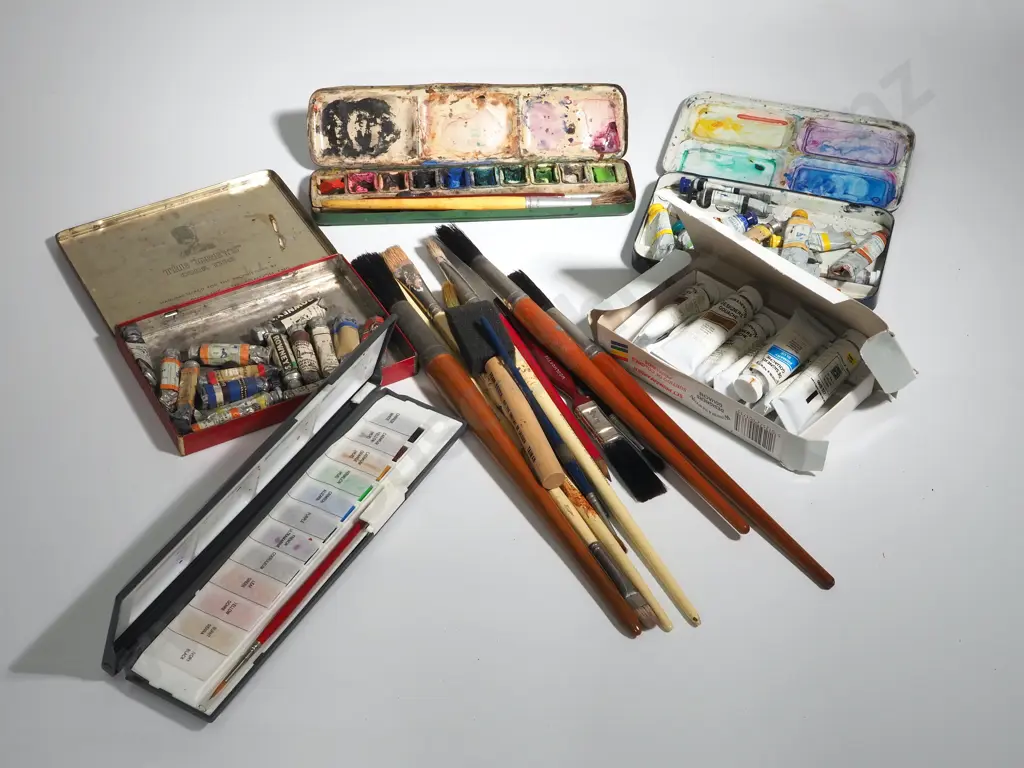 Assorted Lot of Artists Supplies - Brushes & Paints Image 1++