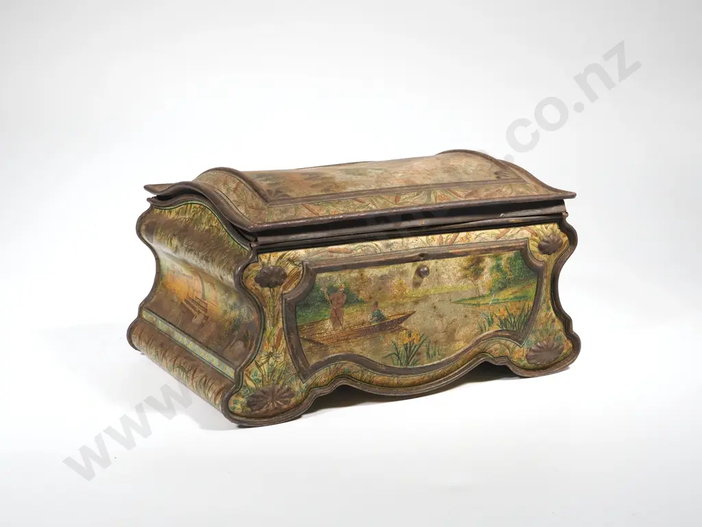 Art Nouveau Huntley & Palmers Biscuit Tin A/F w Assorted Items  Image 1++
