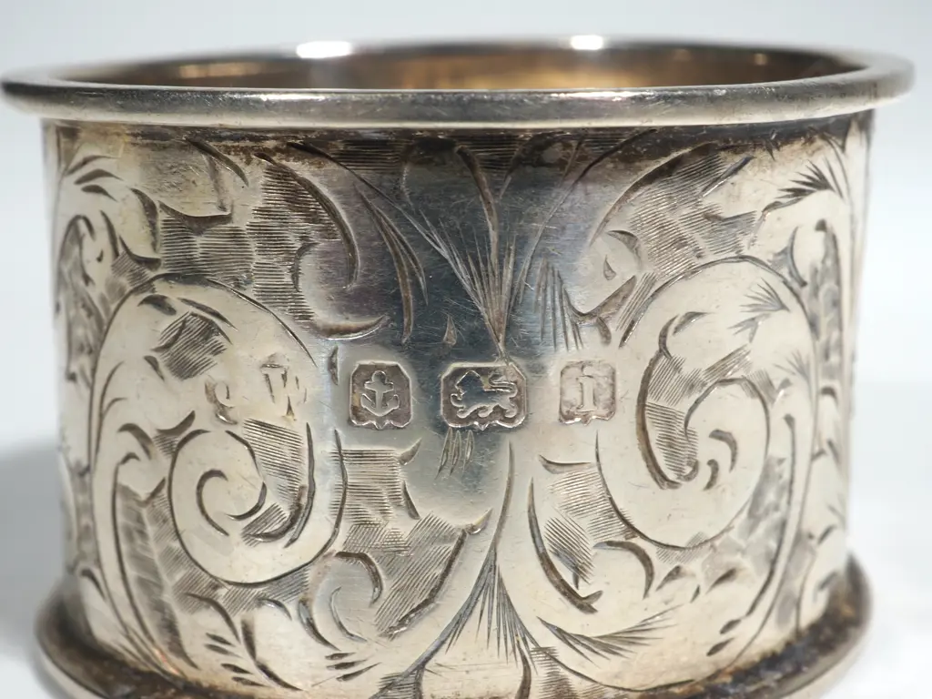Sterling Silver Serviette Ring In Original Box. Engraved "Myrtle" Image 1++