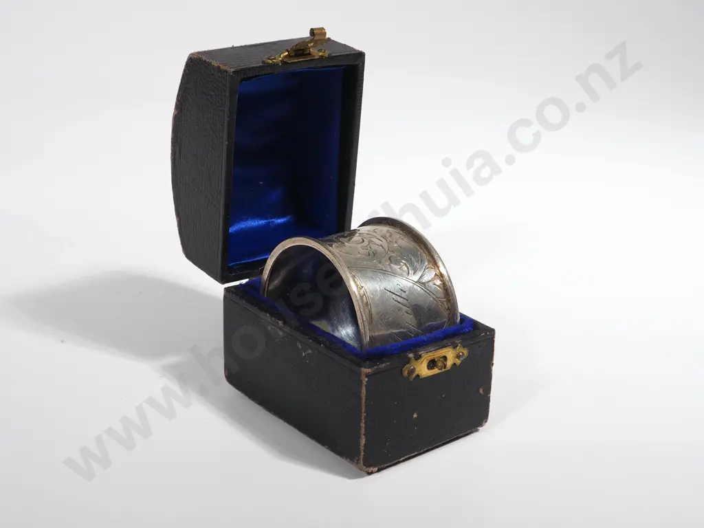 Sterling Silver Serviette Ring In Original Box. Engraved "Myrtle" Image 1++