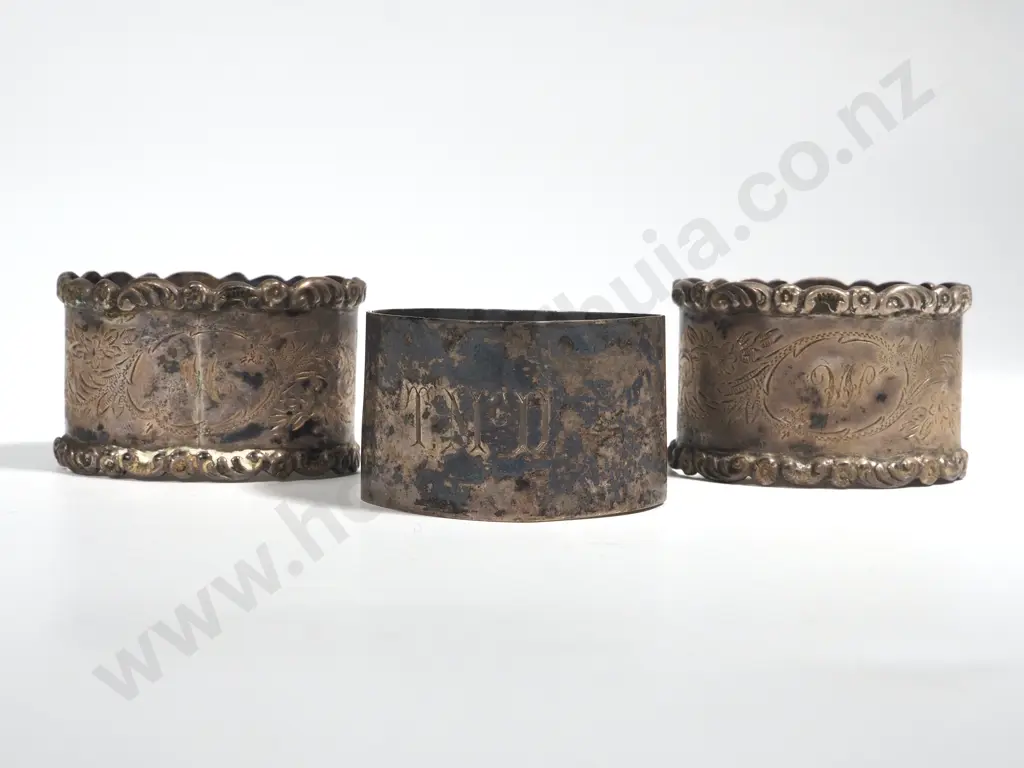 Three Sterling Silver Napkin Rings Image 1++
