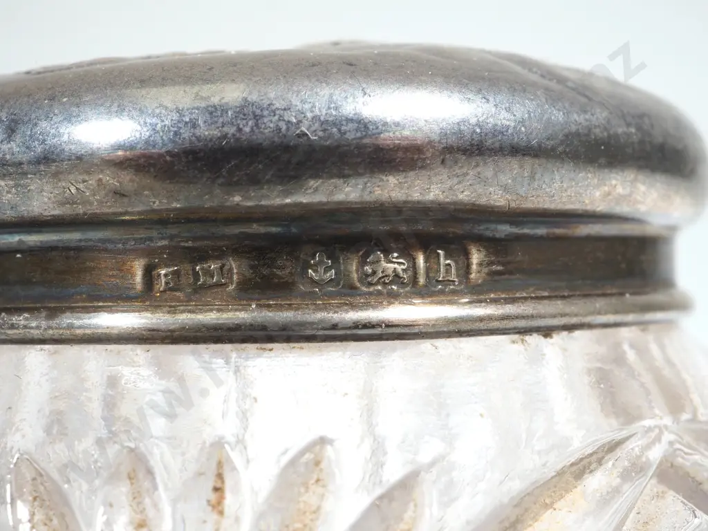 Sterling Silver & Glass Dressing Table Jar in the Cupid Pattern Image 1++