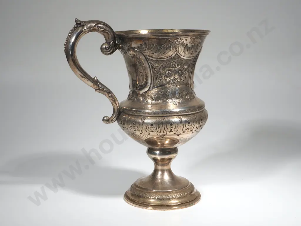 Sterling Silver Heavily Embossed Drinking Vessel - Early Victorian - George Unite Maker Image 1++