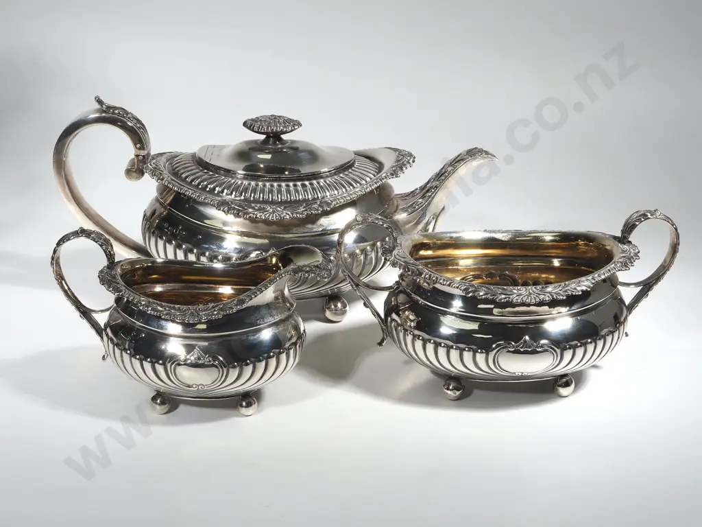 Impressive Regency Sterling Silver Tea Set - Joseph Angel London Image 1++
