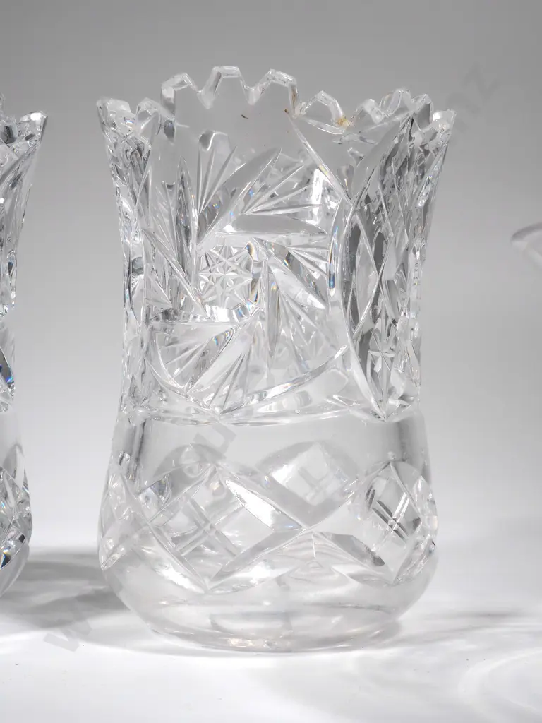 Two Crystal Vases - Crystal Segmented Dish & Bon Bon Dish Image 1++