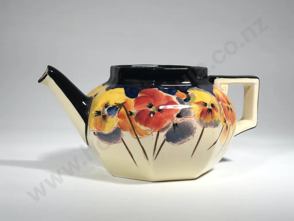Antique Royal Doulton Pansies Pattern Teapot (A/F missing lid) Image 1++