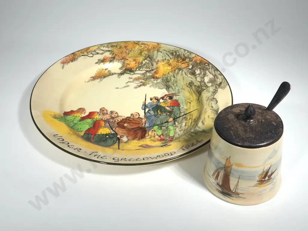Royal Doulton Plate "Under the Greenwood Tree" & Royal Doulton Jam Pot - Yachting Series Image 1++