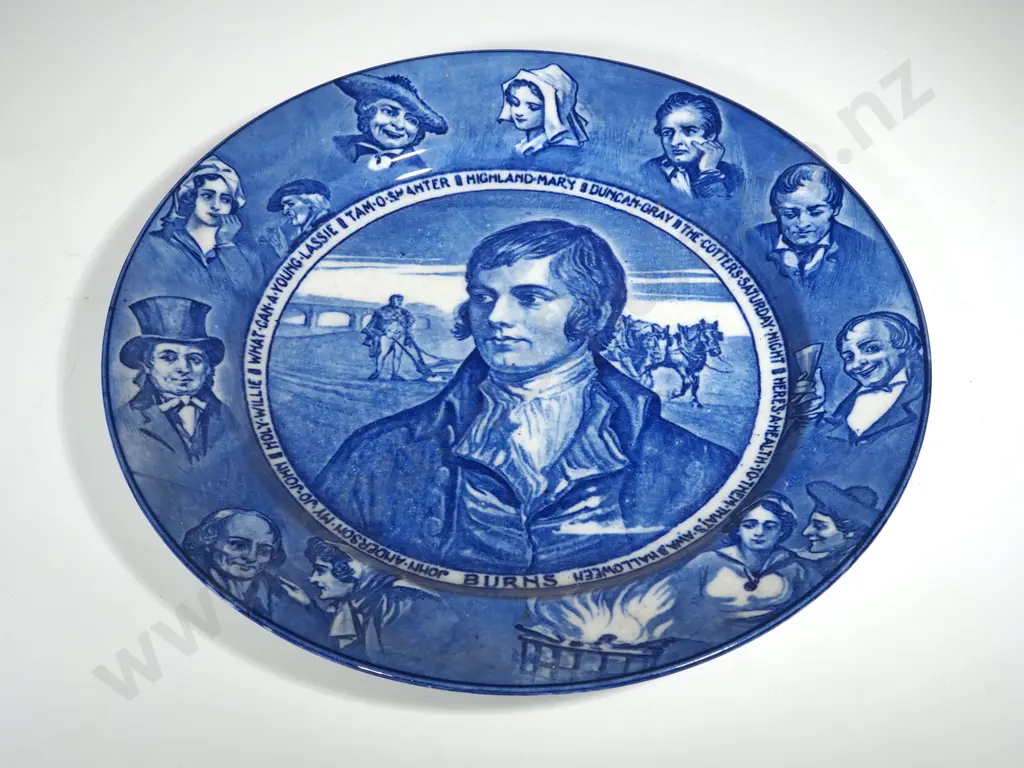 Royal Doulton Blue & White Robbie Burns Plate Image 1++
