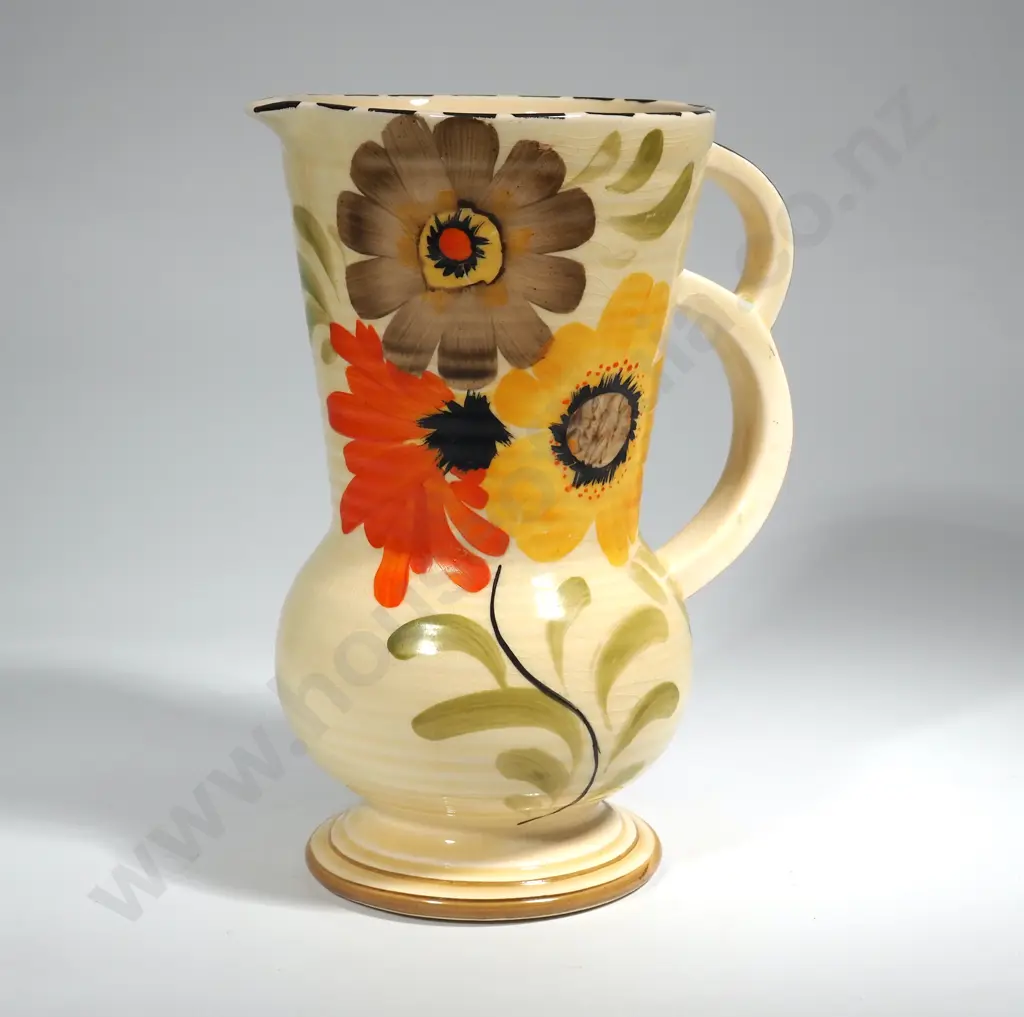 Crown Devon Hallmarked Fieldings Art Deco Yellow Ground Twin Handled Jug Image 1++