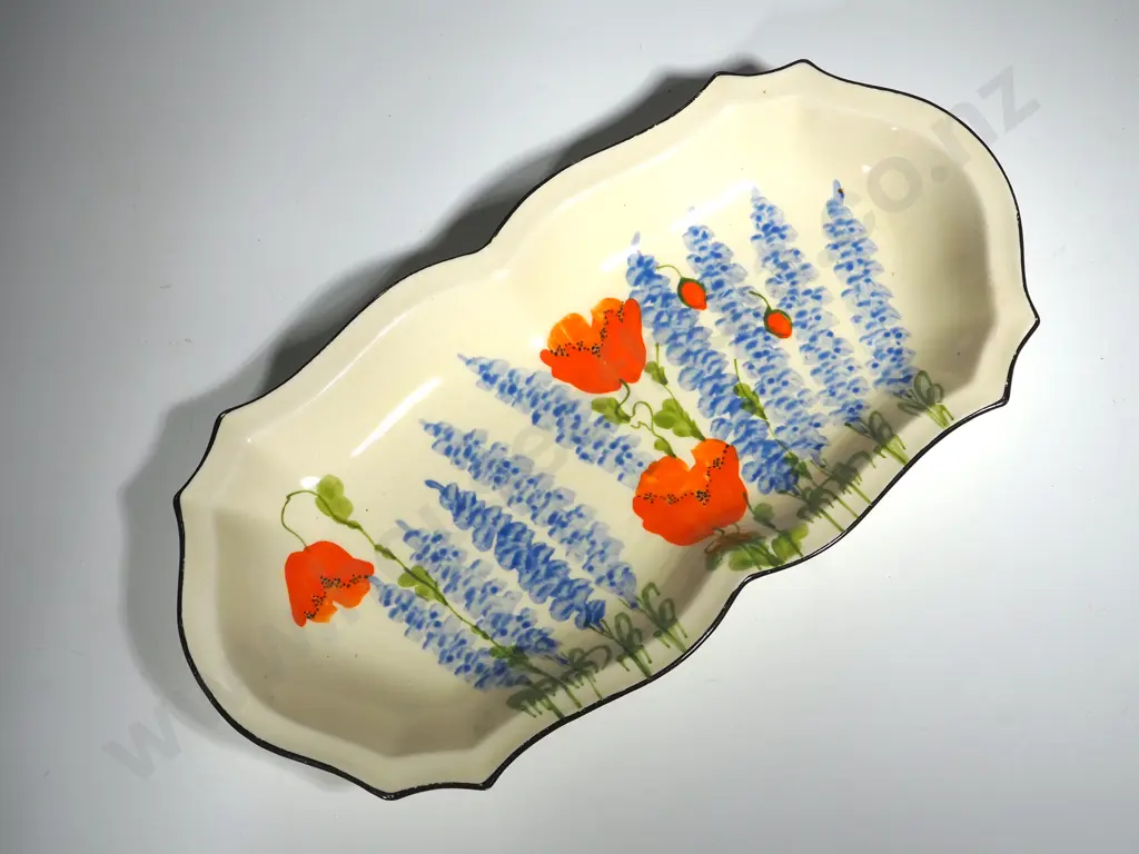 Rare Dolly Cliff Poppies and Delphiniums Sandwhich Plate - No. 8504 Image 1++