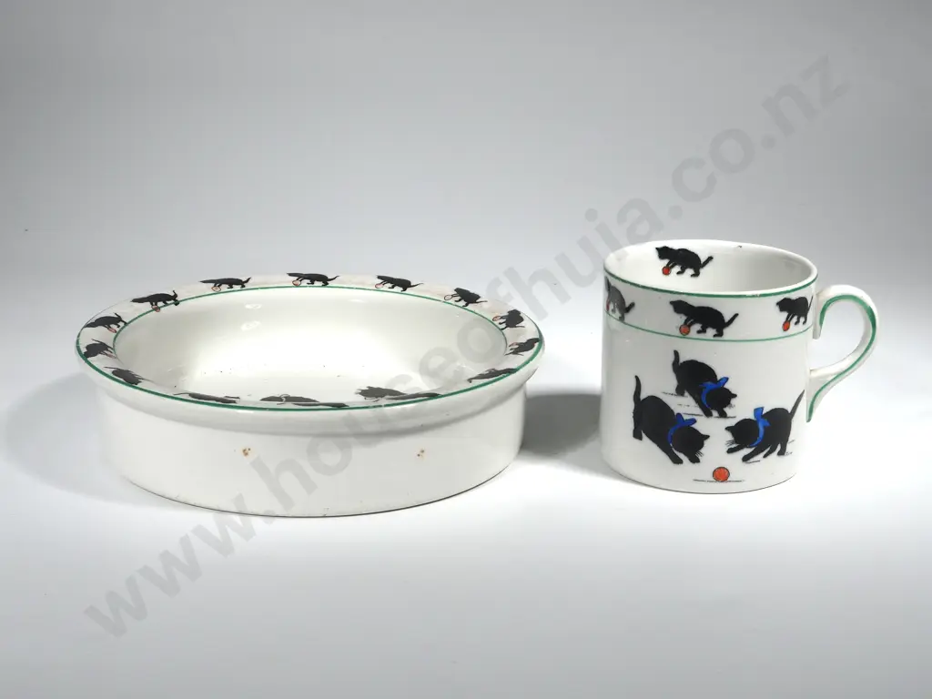 Grim wades Childs Porridge Bowl & Mug in the Black Cats Pattern Image 1++