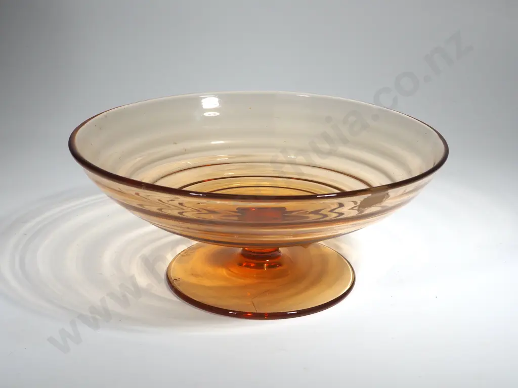 Amber Glass Bowl on Stand Image 1++